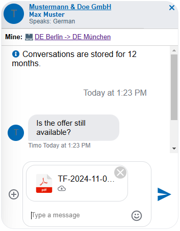 TIMOCOM Messenger : télécharger des documents