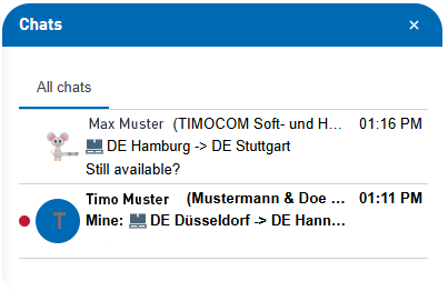 TIMOCOM Messenger : centre de messagerie